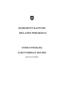 Hillatien toimintasuunnitelma lukuvuodelle 2015-2016
