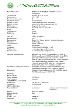 Rivitalohuoneisto Myllärintie 27-29,(68), C 7, 96400 Rovaniemi