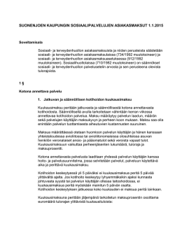 Suonenjoen kaupungin sosiaalipalvelumaksut 1.1.2015