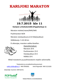 KARIJOKI MARATON - Suomen 100+ Kerho