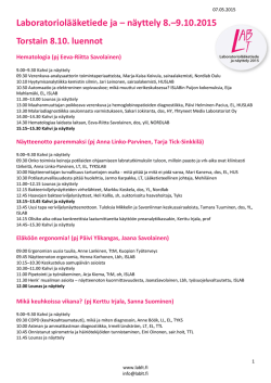 Laboratoriolääketiede ja – näyttely 8.–9.10.2015