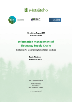 Information Management of Bioenergy Supply Chains
