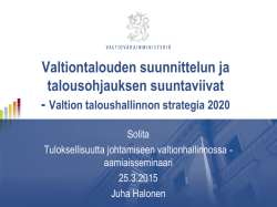 Valtion taloushallinnon strategia 2020 - toimeenpano
