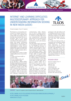 INTERNET AND LEARNING DIFFICULTIES: MULTIDISCIPLINARY