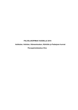 PALVELUSOPIMUS VUODELLE 2015 Asikkalan, Hollolan