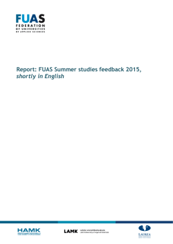 Report: FUAS Summer studies feedback 2015, shortly in English