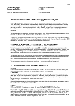 Arviointikertomus 2014 / selvitys valtuustolle / 22.9.2015