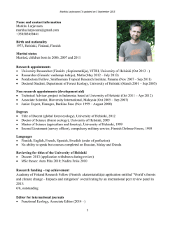 Name and contact information Markku Larjavaara markku.larjavaara