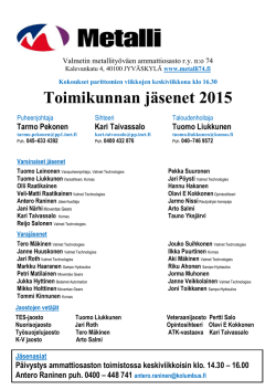 Toimikunnan jäsenet 2015 - Valmetin metallityöväen ammattiosasto
