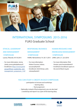 Liittouman kansainväliset symposiumit lukuvuonna 2015-2016