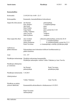 Inarin kunta Pöytäkirja 16/2015 801 Ptk:n tarkastus Kunnanhallitus