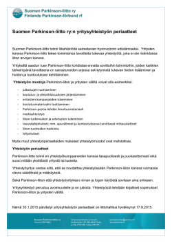 Suomen Parkinson-liitto ry yritysyhteistyön periaatteet