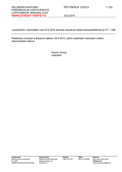Lupayksik&ouml;n viranhaltijoiden p&ouml;yt&auml;kirja 12/2015