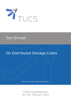 Toni Ernvall On Distributed Storage Codes