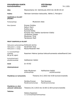 POLVIJÄRVEN KUNTA PÖYTÄKIRJA Kunnanhallitus 3/2015 74