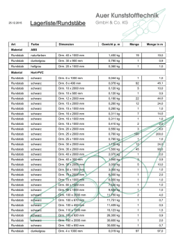 Lagerliste/Rundstäbe - Auer Kunststofftechnik
