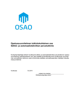 Opetussuunnitelman tutkintokohtainen osa Sähkö