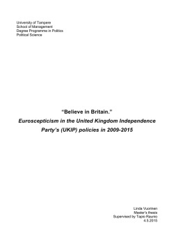 Euroscepticism in the United Kingdom Independence Party`s (UKIP)