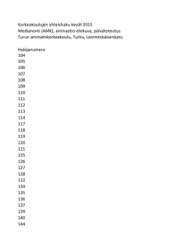 Korkeakoulujen yhteishaku kevät 2015 Medianomi (AMK