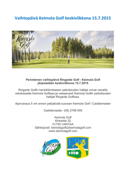 Vaihtopäivä Keimola Golf keskiviikkona 15.7.2015