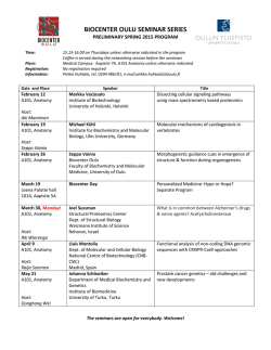 BIOCENTER OULU SEMINAR SERIES
