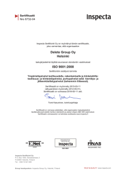 Delete Group Oy Helsinki ISO 9001:2008