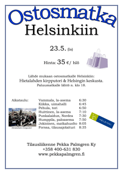 Hinta:35 €/ hlö Hietalahden kirpputori & Helsingin keskusta