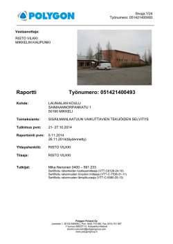 Sisäilmaselvitys ja kosteusmittauksia 11/2014