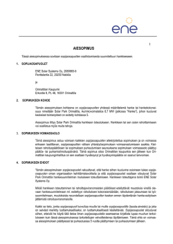 ENE Solar Systems aiesopimus, kaupunginhallitus 14.9.2015
