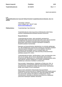 Espoon kaupunki Pöytäkirja § 90 Ympäristölautakunta 22.10.2015