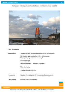 Kalajoen yrityspalvelukeskuksen tiedote 6 - 2015