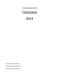 Tasekirja 2014 (tilinpäätös- ja toimintakertomus)