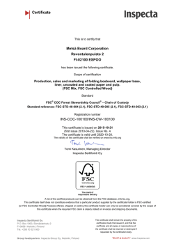 Certificate - Metsä Board