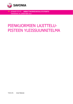 PIENKUORMIEN LAJITTELU- PISTEEN YLEISSUUNNITELMA