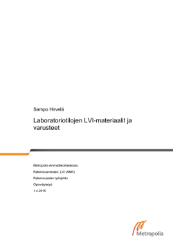 Laboratoriotilojen LVI-materiaalit ja varusteet