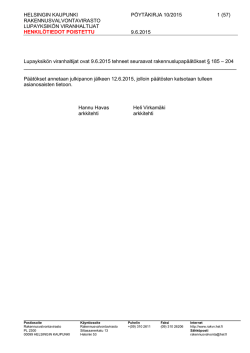 Lupayksik&ouml;n viranhaltijoiden p&ouml;yt&auml;kirja 10/2015
