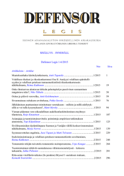 SISÄLLYS – INNEHÅLL Defensor Legis 1-5/2015