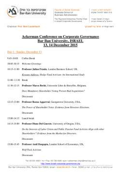 Ackerman Conference on Corporate Governance Bar Ilan University