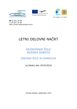 Letni delovni načrt - Ekonomska šola Murska Sobota
