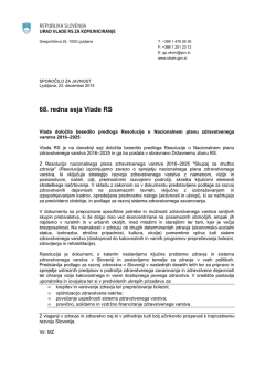 68. redna seja Vlade RS - Vlada Republike Slovenije