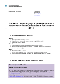 Podrobnej&scaron;e vsebine programa. Katalog vpra&scaron;anj za preverjanje