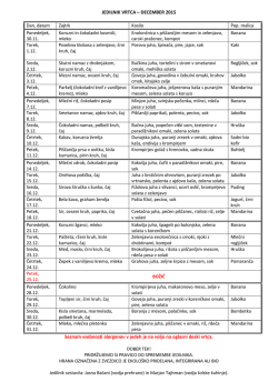 JEDILNIK VRTCA – DECEMBER 2015 Seznam vsebnosti alergenov