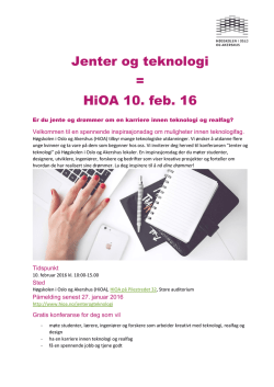 Jenter og teknologi = HiOA 10. feb. 16