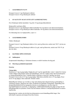 1. LEGEMIDLETS NAVN Donepezil Actavis 5 mg filmdrasjerte