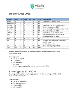 Skolerute 2015-2016 Barnehagerute 2015-2016