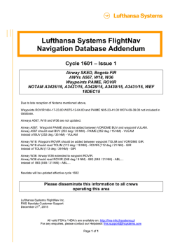 Lufthansa Systems FlightNav Navigation Database Addendum