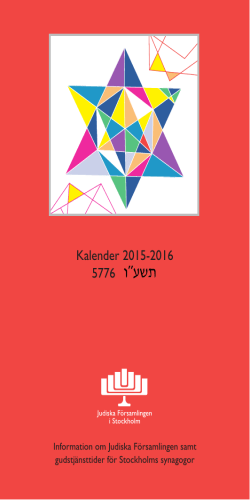 Luach/Kalender 2015/2016 - Judiska Församlingen i Stockholm