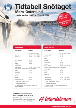 Tidtabell Snötåget Mora–Östersund 19 december 2015 – 17 april
