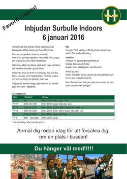 Inbjudan Surbulle Indoors 6 januari 2016