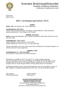 2016 Landslagsorganisation - Svenska Brottningsförbundet